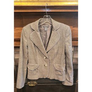 ANN TAYLOR Tan Plaid Suit w/ Panel/Flare Skirt